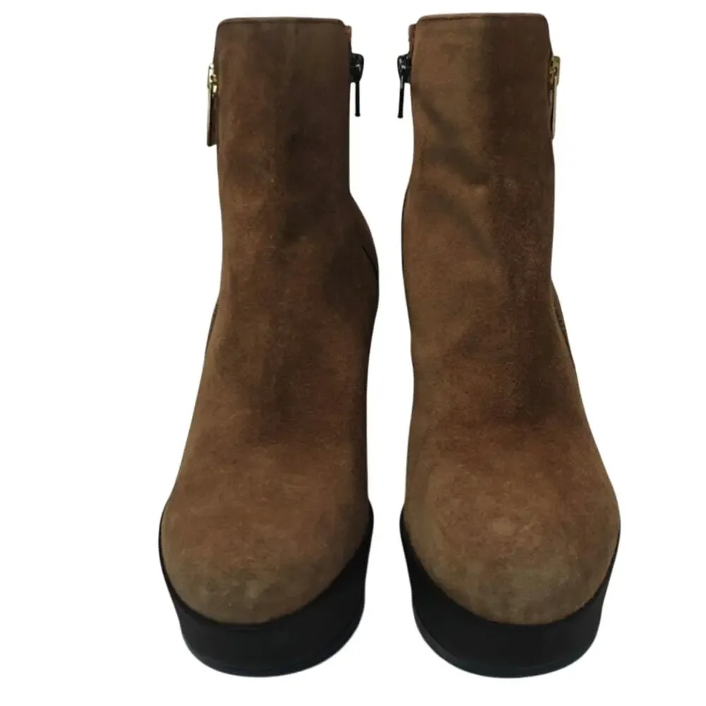 Vintage Y2K brown Platform wedge booties sz 8.5